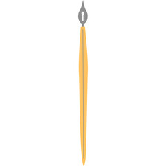 Stylized Yellow Quill Pen With A Gray Nib And A Transparent Background