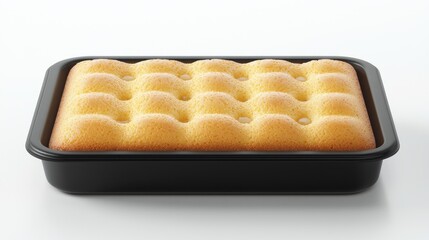 Freshly Baked Golden Brown Focaccia Bread in a Black Baking Pan.