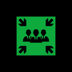 Assembly Point Symbol Sign icon isolated on black background
