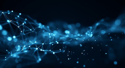 abstract digital background with blue glowing connections and dots on a dark space, an ai technology concept.