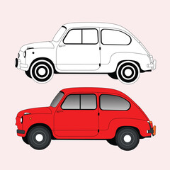 Realstic Car Vector Line Art Illustration