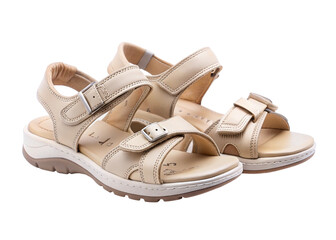 Beige Sport sandals Sandals for Comfort and Relaxation on white Background