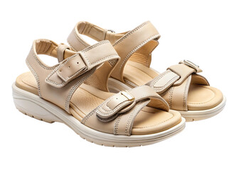 Beige Sport sandals  for Comfort and Relaxation on white Background