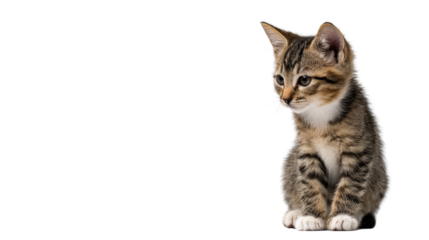 Cute kitten sitting Transparent background, PNG file