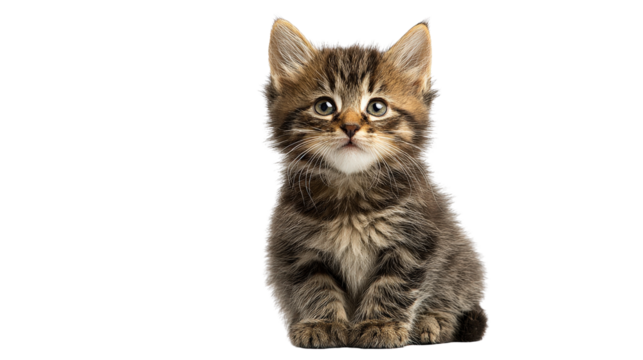 Cute kitten sitting Transparent background, PNG file