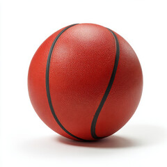 Obraz premium Red basketball, textured leather, black seam, isolated white background, sport gear