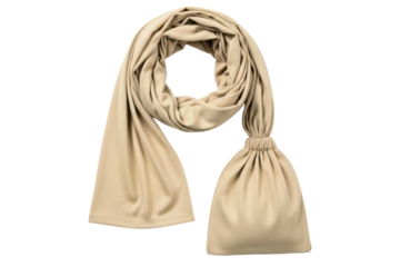 Beige travel infinity scarf with a hidden zippered security pocket on a transparent background