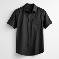 Black shirt short sleeve button up pocket minimalist