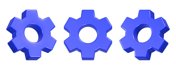 3d rendering design of blue gears symbol icon