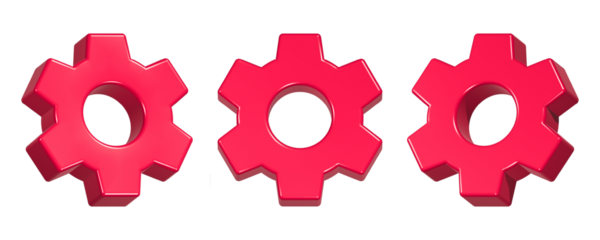 3d rendering of red gears icon symbol for setting application