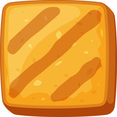 Toasted bread slice with grill marks and transparent background isolated on white
