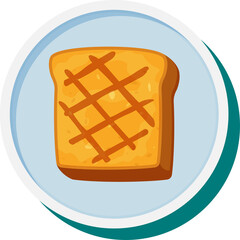 Toasted Bread Slice With Grill Marks Inside A Blue Circle On A Transparent Background