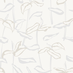 Neutral Colour Botanical Floral Seamless Pattern Design