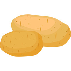 Two light brown potatoes with visible eyes and textured skin isolated on a white background featuring a natural earthy aesthetic suitable for culinary or agricultural themes