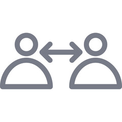 Two Stylized Human Icons Facing Each Other With A Double Arrow Symbol Indicating Connection And Interaction On A Transparent Background