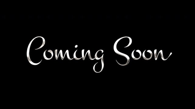 Phrase coming soon in elegant white lettering on black background. Ideal for promotional material, event announcements, website banners, and social media posts.
