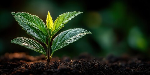 Close-up of a seedling growing on the ground