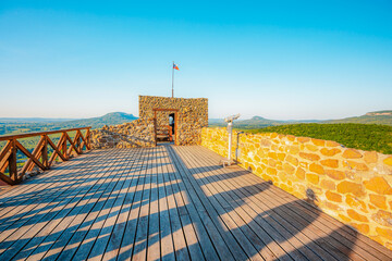 Sunset over the castle Szigliget, Hungary near Balaton lake