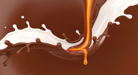 Luxurious Warm Caramel Sauce Pouring Over Creamy White Chocolate Swirls Creating an Irresistible Dessert