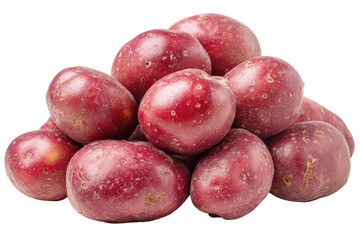 Obraz premium A Pile of Whole Raw Red Potatoes Isolated on transparent background Remove png, Clipping Path, pen tool