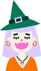 Cute simple Halloween character vector illustration. Funny witch clipart
