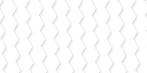 Fototapeta premium Modern white grid hexagon technology creative emboss light honeycomb polygonal web. abstract geometric science and mosaic tile with template texture background. 