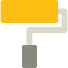 Yellow Paint Roller Tool with Gray Handle Against a White Transparent Background for Home Improvement and Renovation Projects
