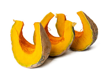 Photo of pumpkin taken with a high-resolution camera using the focus-stacking technique on a white background.