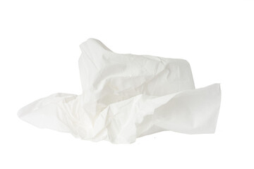 Used tissue paper placed on a white background