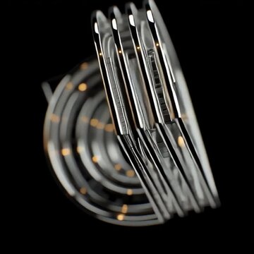 Futuristic 3d letter D with metallic and glass textures rotating