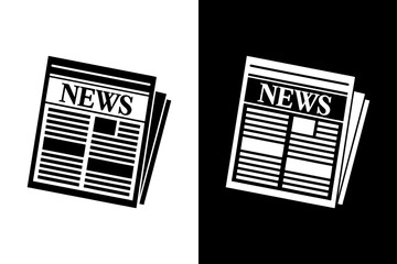 Editorial Newspaper Layout Icon — Clean Black and White Publishing Symbol.