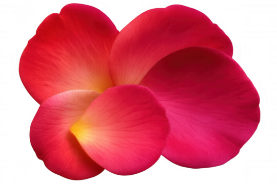 Rose petals forming a layered bloom, displaying vibrant red, pink, and yellow gradient colors on a transparent background