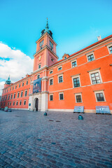 Obraz premium Warsaw old city center near Vistula river in Poland. The Royal Castle in Warsaw