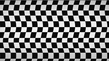 Retro black and white checkered pattern, checkered wavy abstract geometric optical illusion looping background. - Powered by Adobe