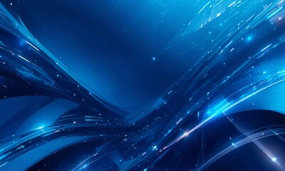 Abstract 3D futuristic background with metallic blue tones, glowing neon lights, and digital circuit lines. Perfect for technology, innovation, cyberspace, data network, digital transformation, or sci