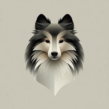 Modern geometric logo animation of a shetland sheepdog