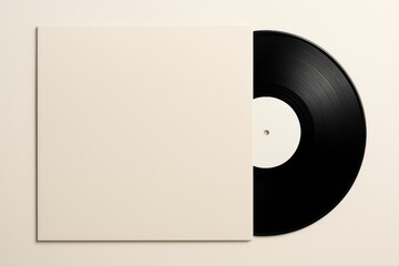 Vinyl Record with Blank White Cover Mockup for Album Design