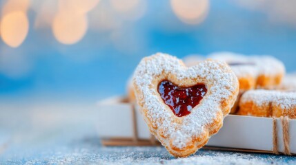 Warm and delightful, these homemade Linzer cookies showcase a heart-shaped jam filling. Perfect for sharing during special occasions, the sweet treats are dusted with powdered sugar