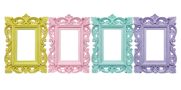 Pastel picture frames, ornate frames, vintage frame set, baroque frame clipart, decorative photo frames, pastel frame bundle, colorful ornate frames, rococo frame design, antique style frames, digital