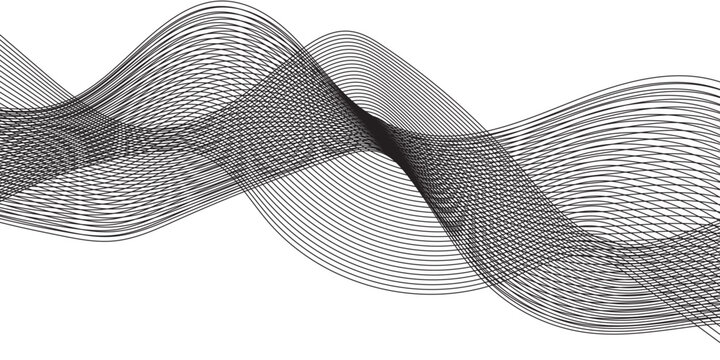 Abstract black wave line in vector business texture. Pattern line blend curve flow futuristic white background. Modern background futuristic energy sound waves technology concept background.	
