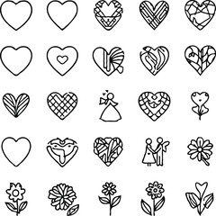Clean black and white vector illustration of icons like.eps