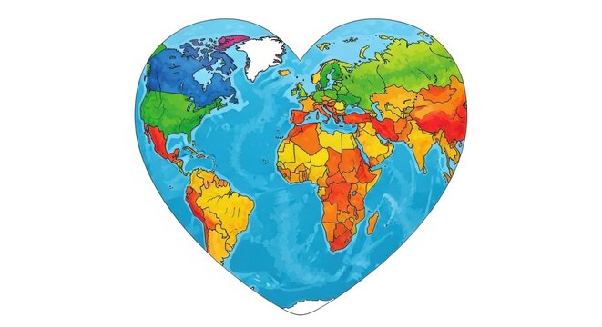 Our Beautiful Planet Earth Shaped Like a Heart Symbolizing Love and Global Unity for a Better World