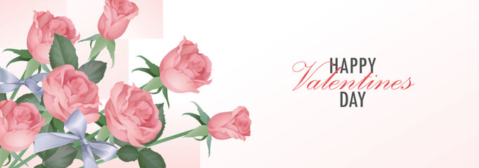 Pink roses Valentine's Day banner