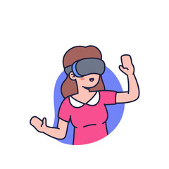 Pixel Art Woman Wearing VR Headset Experiencing Virtual Reality Entertainment
