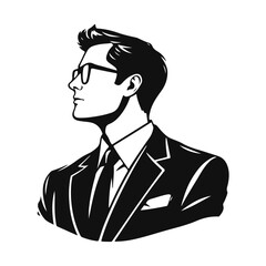 Man icon, businessman avatar vector, office worker icon, hipster face design, graphic male portrait, businessman avatar, office worker, hipster face, male portrait