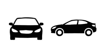 Vector silhouette of a car from front and side views scalable illustration for design