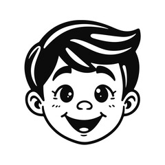 Cartoon boy head, cute kid face vector, smiling child avatar, happy boy character design, funny male portrait, playful children illustration, boy icon, cartoon graphic