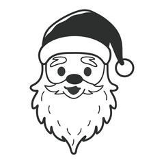 Fototapeta premium Santa Claus Line Art: An illustration of the beloved Santa Claus, his jolly face framed by a flowing beard and iconic red hat, ready to spread holiday cheer.