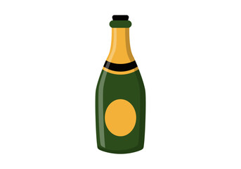 Champagne Bottle Flat Colored Icon Set for Celebration Toast and Holiday Party Design