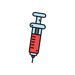 Pixel Art Syringe Filled With Red Liquid Against A White Background